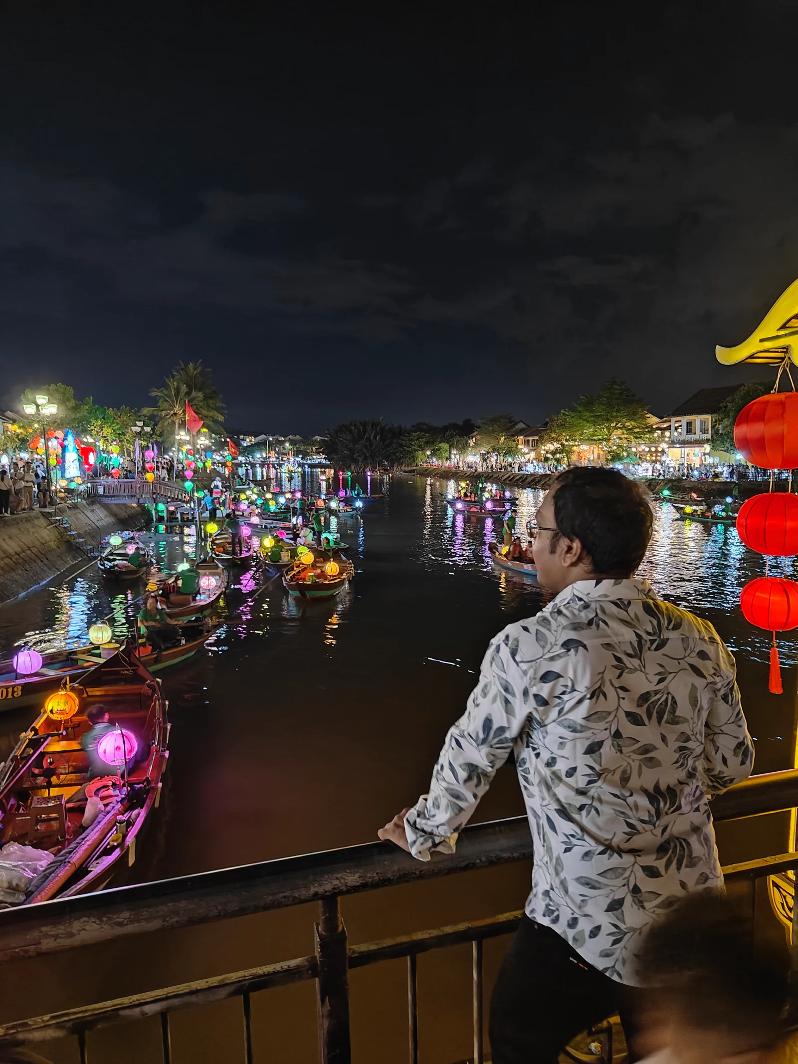 Jayesh overlooking lantern boats